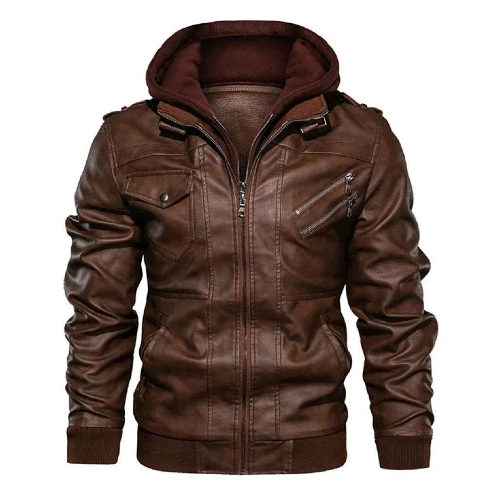 WTN Men's PU Leather Biker Jacket – Autumn Casual