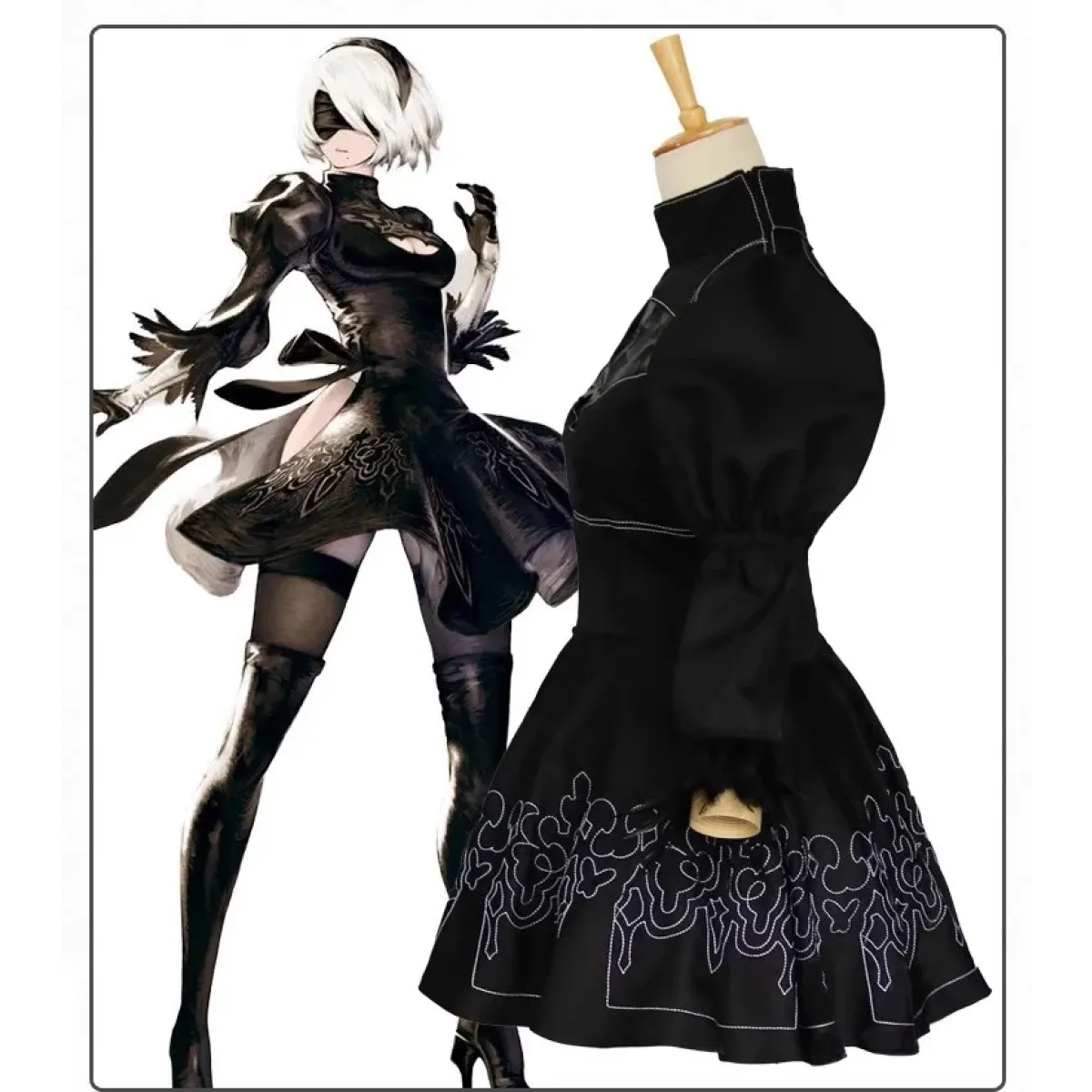 NieR: Automata 9S & 2B Cosplay Costume with Wig and Accessories