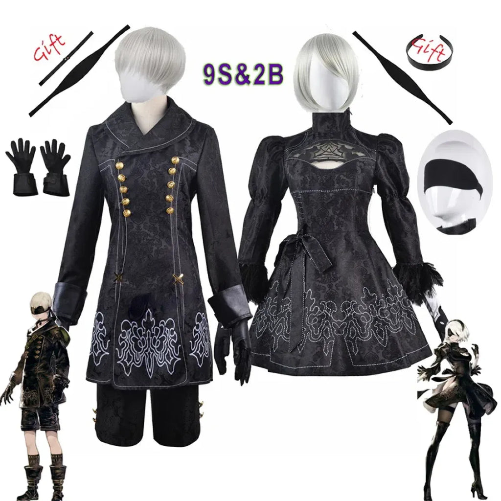 NieR: Automata 9S & 2B Cosplay Costume with Wig and Accessories